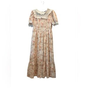 Scarlett Darkness Floral Lace Trim Maxi Dress Size Small Cottagecore Romantic